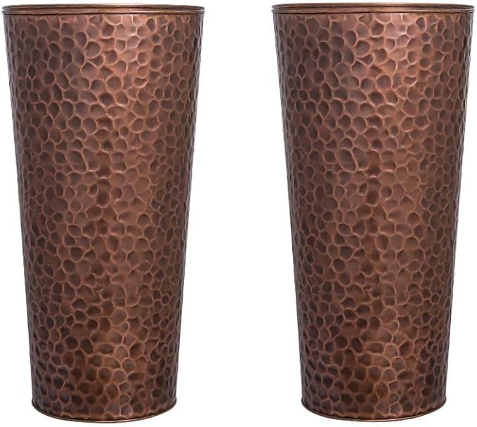 H Potter Large Tall Planter Pots Outdoor Indoor Copper Flower Decorative Set of Two GAR684 (Set of Two)