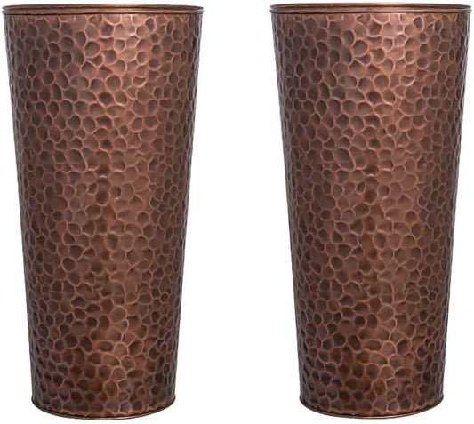 H Potter Large Tall Planter Pots Outdoor Indoor Copper Flower Decorative Set of Two GAR684 (Set of Two)
