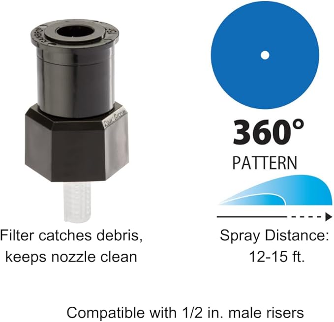 Rain Bird A17F Shrub Spray Nozzle, 360° Full Circle Pattern, 8' - 15' Spray Distance