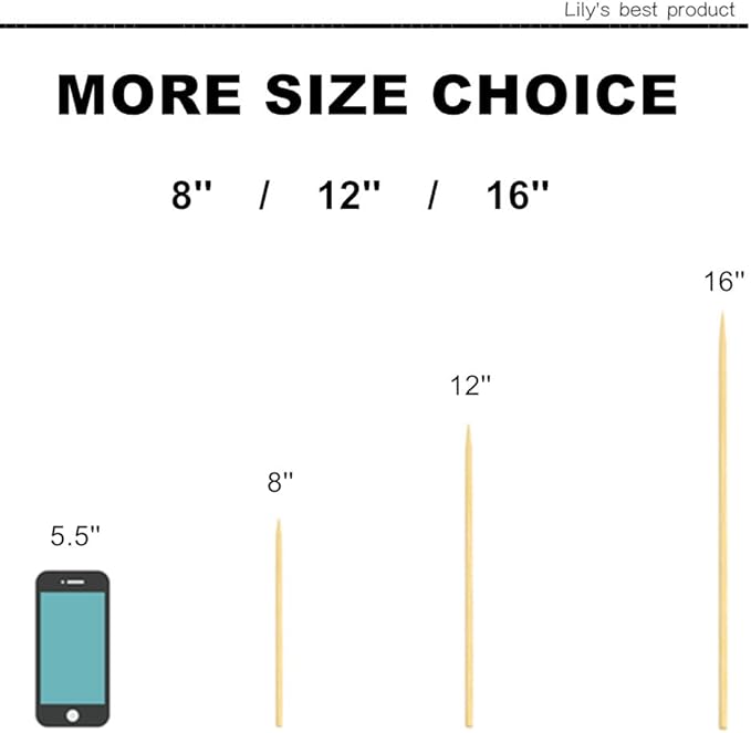 HOPELF 50 Pack 12" Bamboo Plant Stakes for Wood Garden Sticks，Wooden Plant Supports，Indoor Gardening Plant Supports，Floral Plant Support ，Potted Plants，Crafts, More Size Choices 8"/12"/16"