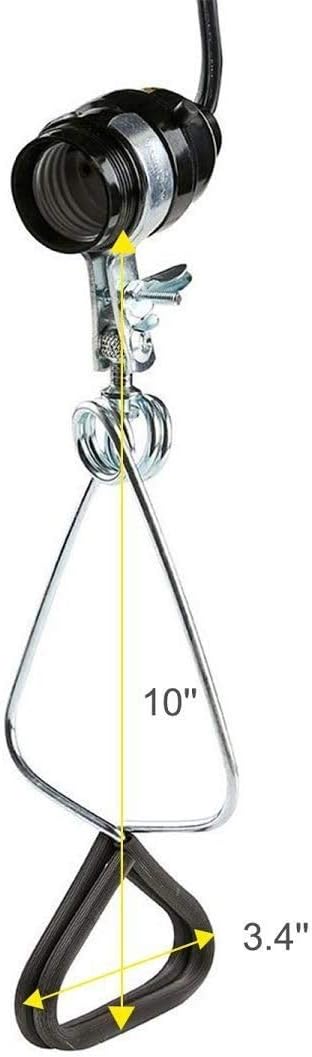 Simple Deluxe HIWKLTCLAMPSOCKETX2 2-Pack 18/2-Gauge Brooder and Heat Clamp Lamp with Bakelite Socket 150 Watt 6 Feet Cord, 2 Count (Pack of 1), Black