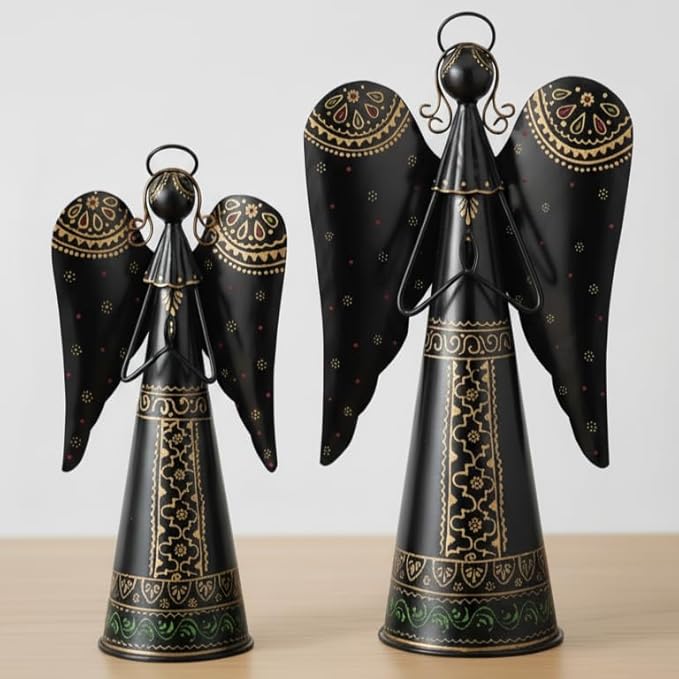 Regal Art & Gift Angel Statue - Metal Indoor/Outdoor Garden Statue Deals, Elegant Garden Decor, Beautiful Gifts for Women, Exquisite Angel Statues for Garden, 16-Inch, Black/Gold