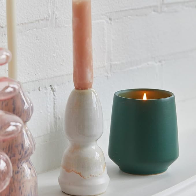 Modern Sprout Rooted Candle - 2 in 1 Cucumber Scented & Soy Candle with Seeds That Grows into Rosemary Plant - 6 oz w/ 42 Hr Burn Time in Matte Glaze Ceramic Vessel Ideal for Indoor Herb Garden