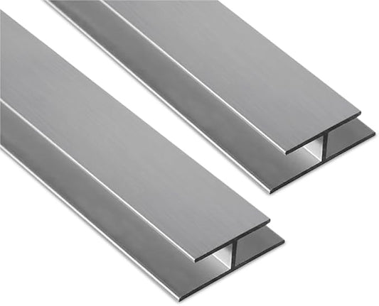 Aluminum H Connectors - Fits 4mm, 6mm, 8mm, or 10mm Twin-Wall Greenhouse Panels, Join 2 Pieces of Panels Together, 4-Foot Length, 10 Pieces (6mm Aluminum H Connectors)