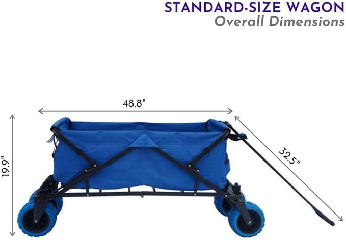 Impact Canopy Folding Collapsible Utility Wagon with All-Terrain Wheels, Royal Blue