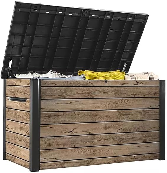 Nature Wood Design Storage Box, Weather-Resistant Deck Container, Perfect for store anything Indoor and Outdoor. (Natrul Wood Brown, 230 Gallon(32.7" D x 57.8" L x 33.8" W))