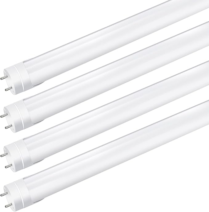 LightingWill LED T8 Light Tube 2FT, Natural White 4000K, Dual-End Powered Ballast Bypass, 1000Lumens 10W (24W Fluorescent Equivalent), Frosted Cover, AC85-265V Lighting Tube Fixtures, 4 Pack
