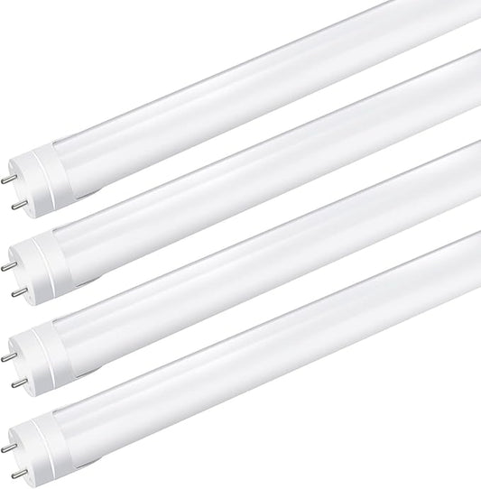 LightingWill LED T8 Light Tube 2FT, Natural White 4000K, Dual-End Powered Ballast Bypass, 1000Lumens 10W (24W Fluorescent Equivalent), Frosted Cover, AC85-265V Lighting Tube Fixtures, 4 Pack