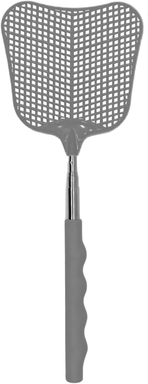 MYSTICHOME Fly Swatter 1 Pack, Durable Heavy Duty Plastic Fly Swatters, Stainless Steel Telescopic FlySwatter for Indoors/Outdoor/Kitchen/Garden (Grey)