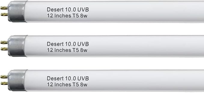 T5 10.0 UVB Reptile Light Bulb 8W 12 Inch, Desert Reptile UVB Bulb 8 Watt for Lizards, Bearded Dragons, Chameleons, Turtles, Tortoises 3 Pack