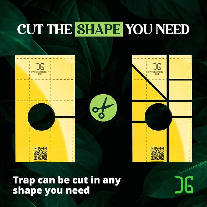 Catchmaster GRO Yellow Pre-Cut Ready to Use Sticky Traps 50PK, Bug & Fly Trap with Center Hole for Crawling Insects, Pest Control for Home, Garden & Greenhouse, Protect Live Plants Indoor & Outdoor