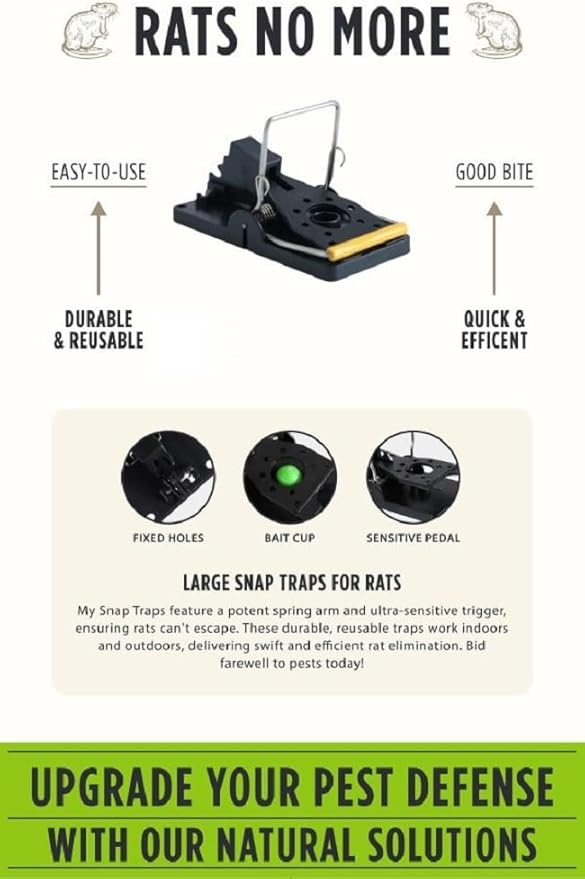 Grandpa Gus's Pest Control Large Snap Traps for Mice/Rats (6 Pack) Bundle with 1 Pack Rodent Lure, Food-Grade Bait, 0.5 oz
