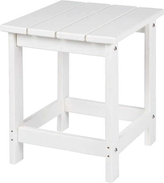 LZRS Adirondack Square Outdoor Side Table for Patio, Pool Composite Patio Table,HDPE End Tables for Backyard,Pool, Indoor Companion, Easy Maintenance & Weather Resistant(White)