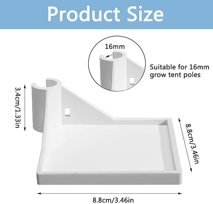 4 PCS Grow Tent Corner Shelf,16 mm Grow Tent Accessories,White Grow Tent Shelves for Place The Hygrometer Camera and Planting Equipment Black/White (White/4PCS)
