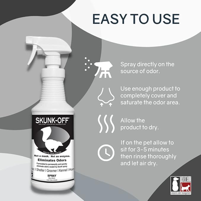 Skunk Off Odor eliminator pet spray 32oz - Safe for head & face - Ready to use skunk odor remover. Non-enzymatic formula safe for pets & people.