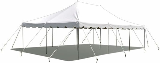 Party Tents Direct 20'x30' Canopy Tent, Weekender Canopy Pole Tent, Easy Up with Heavy Duty PVC White Top, 120 Person Capacity, Outdoor Canopies, Tents for Parties, Weddings & Events