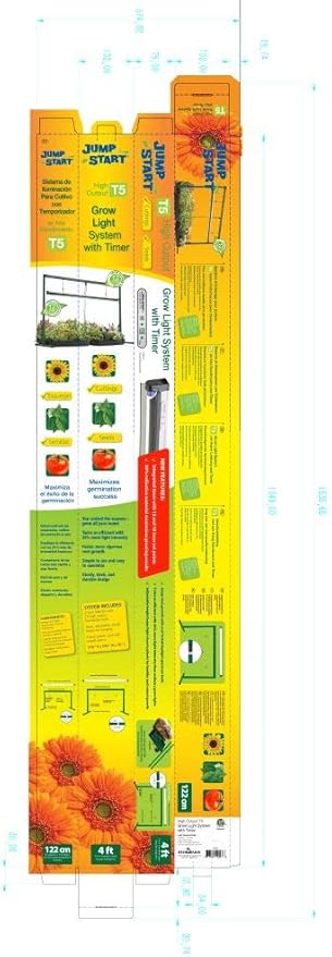 Jump Start 4 Foot T5 Grow Light System Standing Fixture with Built-In Timer for Seedlings, Cuttings, Flowers, and House Plants