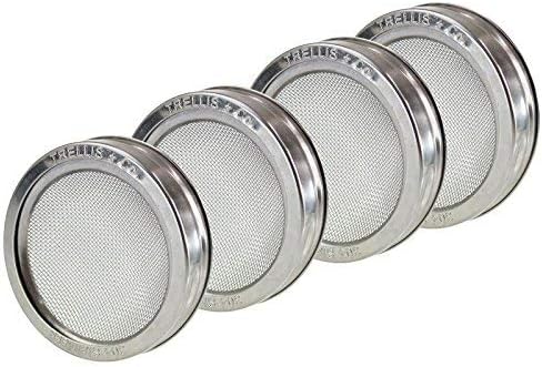 | Stainless Steel Sprouting Kit, 4 Pack | Rust Proof 316 Stainless, Curved Mesh, Fits Most Wide Mouth Mason Jars | Grow Your Own Organic Sprouts From Seeds, Sprouter