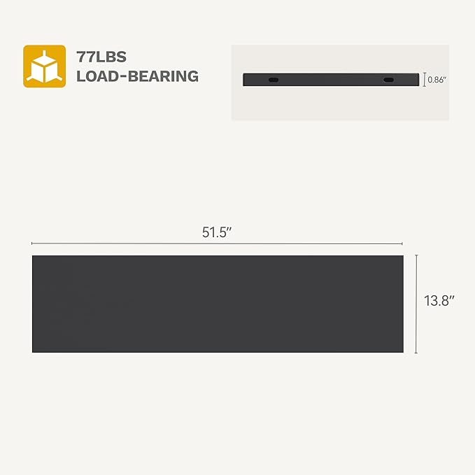 DWVO 2-Pack Metal Storage Shed Shelves, 51" x 13.8" Waterproof Shelves with 8 Screws, Compatible with 59 Cu. Ft. Outdoor Tall Storage Shed, 77 lbs Capacity, Easy to Assemble, Black