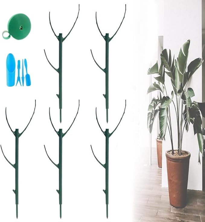 5 Pack Plant Support Stakes, Plants Sticks Supports, Stackable Monstera Plant Support Stakes Tall Holder for Indoor Outdoor, Adjustable Pothos Potted Plants Climber Supports Structures(5PCSA)