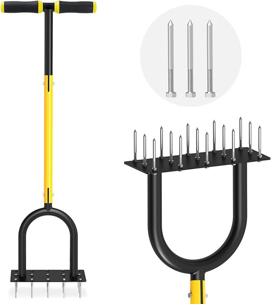 Lawn Aerator Tool - Grass & Soil Aerator for Lawn & Yard Care, Durable Manual Lawn Aerator for Healthy Grass, Compact Soil & Easy-to-Use Spike Plug Aerator