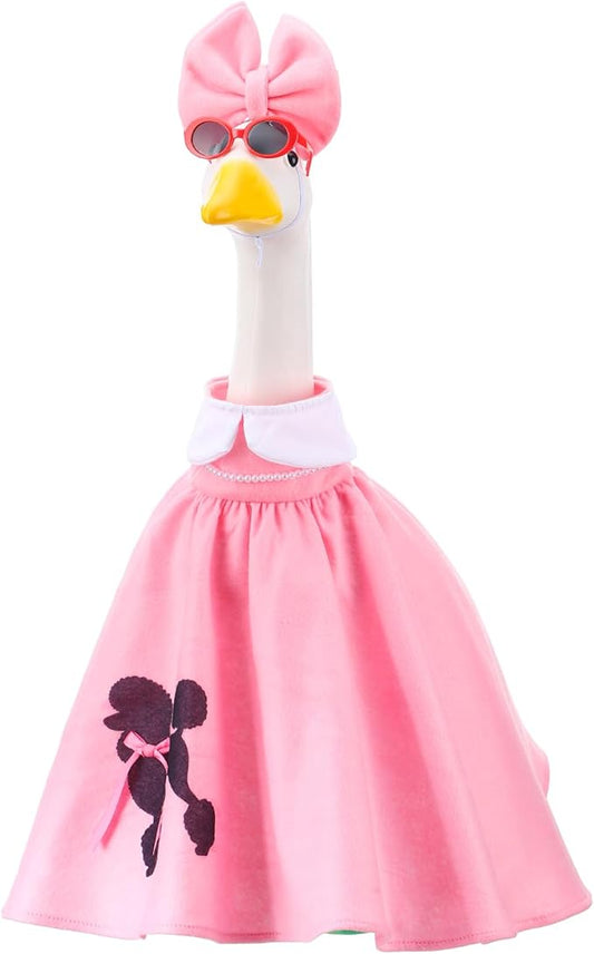 Outus Halloween 50s Goose Outfits Funny Poodle Skirt for Porch Goose 23 Inch Holiday Lawn Geese Cloth for Halloween 50s Vintage Party Yard Garden Outdoor Decoration