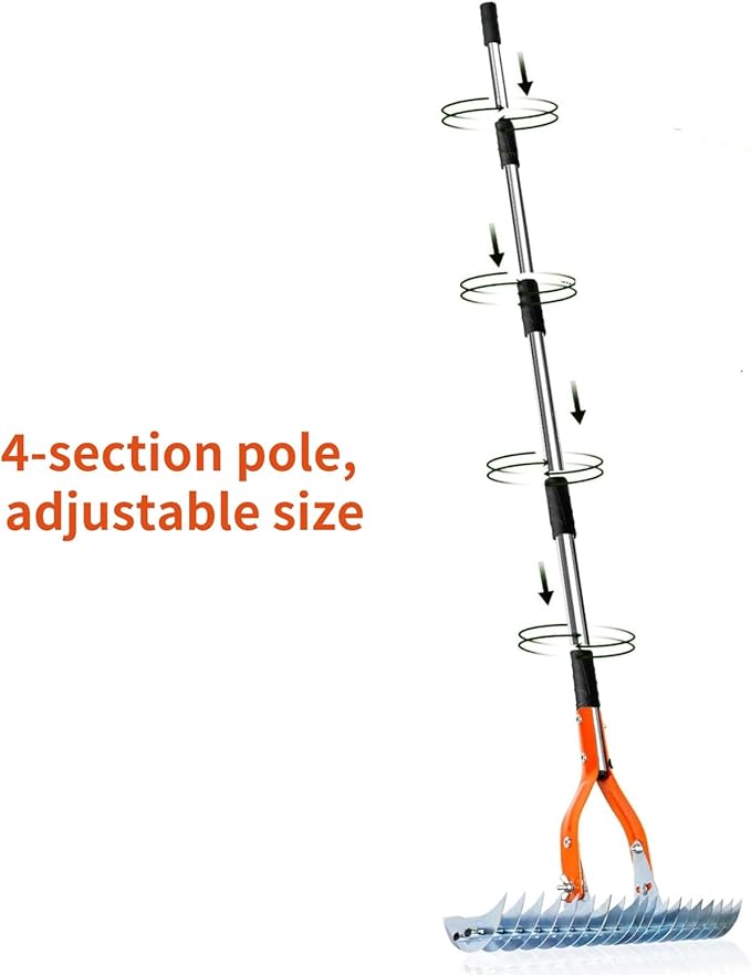 Thatch Rake, 15-Inch Steel Lawn Dethatcher with Handle, Robust Dethatcher Rake, Heavy Duty Grass Cleaning Tool for Dead Grass and Soil Loosening, Yard Garden Durable Soil RAK e