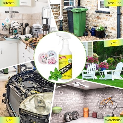 16 oz Peppermint Oil Insect & Pest Spray, Natural Plant-Based Peppermint Oil Spray for Bugs, Mice, Spiders, Ants, and More, Indoor Bug Spray for Home Kitchen