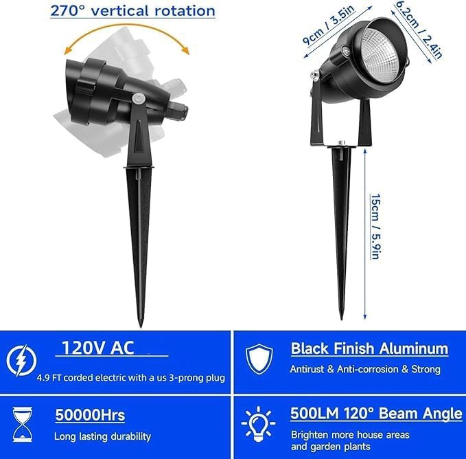 Yard Spot Light with Timer, RGBW Spotlights Colored Warm White Spot Lights Outdoor Landscape Lights IP65 Waterproof Uplights with Spiked Stand for Garden Lawn Pathway (1 Light)