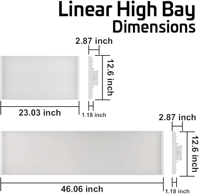 2 Pack Linear LED Bay Ceiling Shop Light - 2 Ft - 105W 5000K 1-10V Dimming 14170 Lumens - Equal to 4 lamp T5 Ceiling Light Fixture - No Maintenance for Life
