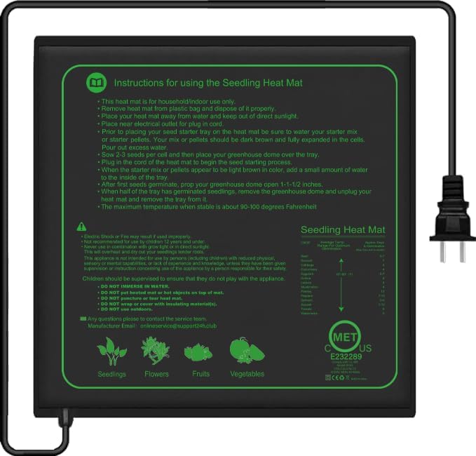 1 Pack Seedling Heat Mat for Seed Starting,20" x 20.75" Waterproof Heating Pad for Indoor Plants Germination(L)