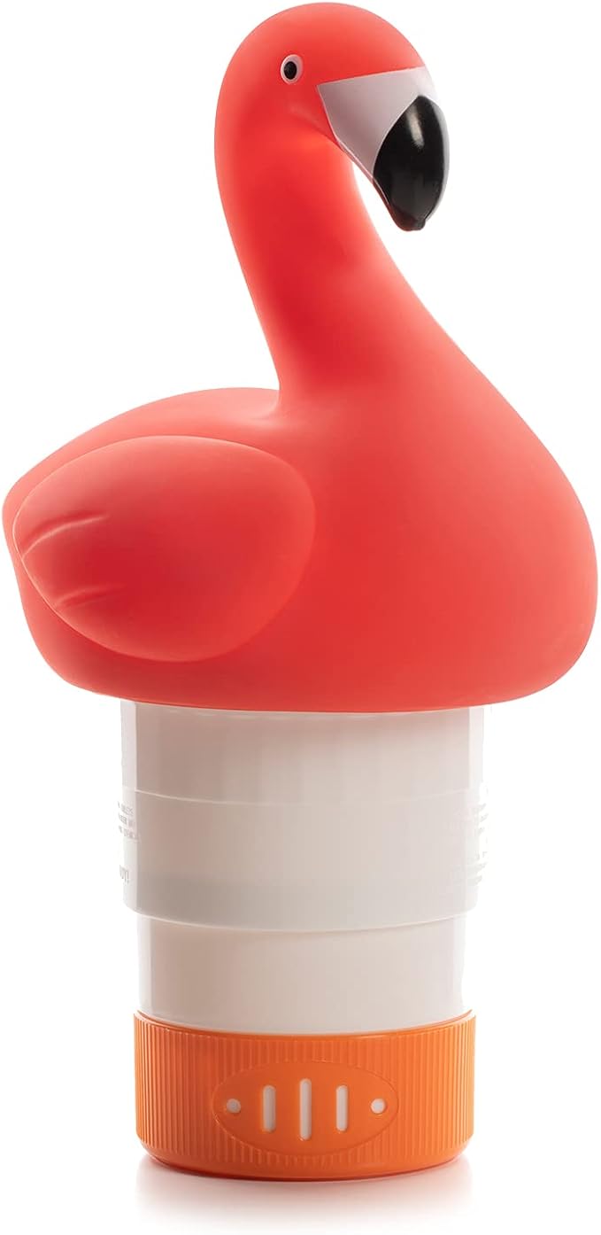 XY-WQ Chlorine Floater, Floating Pool Chlorine Dispenser (Flamingo), Fits 1 and 3 Inch Tablets for Large and Small Pools, Hot Tub, Spa