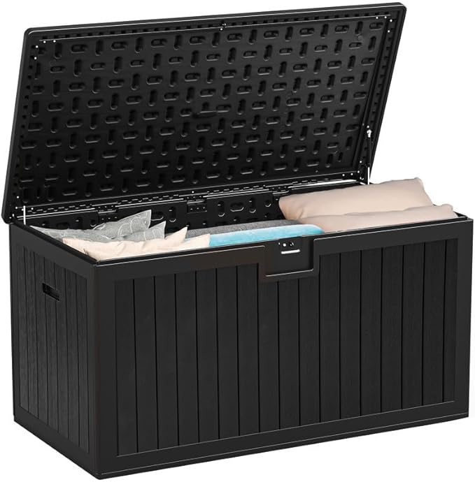 YITAHOME XL 150 Gallon Large Deck Box,Outdoor Storage for Patio Furniture Cushions,Garden Tools,Waterproof,Lockable (Black)