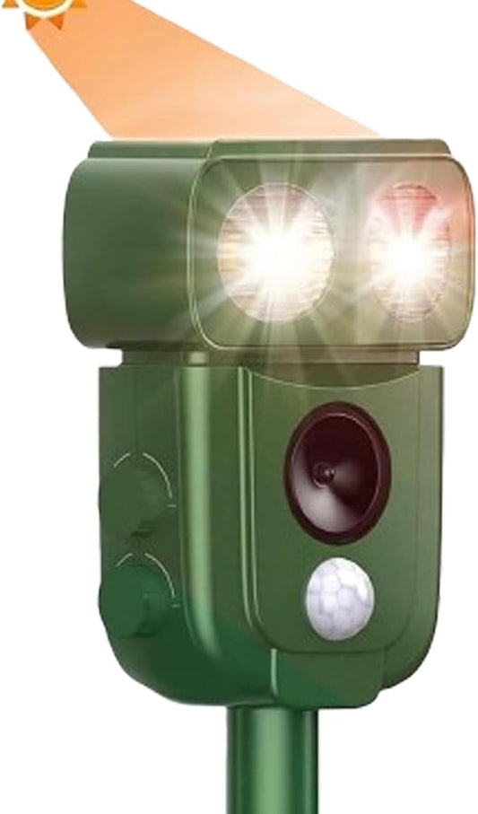 Solar Ultrasonic Animal Repeller, Outdoor Cat Deterrent with Motion Sensor, Waterproof Fox Repellent, Humane Pest Control for Dogs, Rats, Birds (1 Count (Pack of 1))