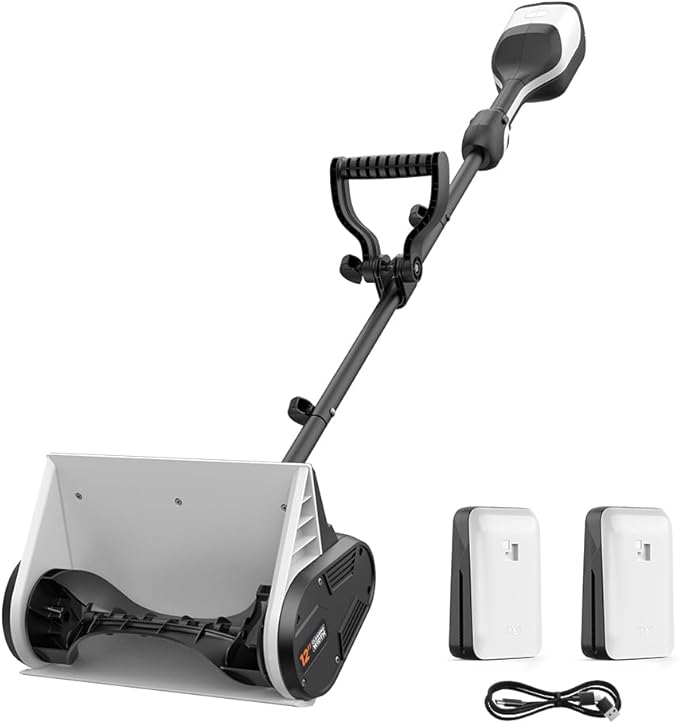 Litheli 2 x 20V 4.0Ah Cordless Snow Shovel,12-Inch Snow Blower Battery Powered, Efficient Brushless Motor Snow Thrower, 25-Feet Snow Throwing Distance