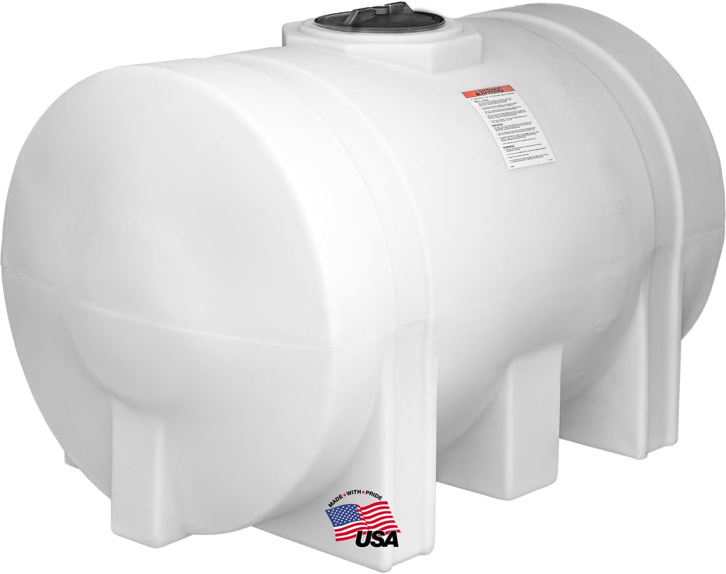 RomoTech 82124269 Horizontal Polyethylene Reservoir Water Tank w/Legs, 550 gal, Made in USA, Natural Poly Tank for Non-Flammable Liquids, UV-Resistant, Ideal for Agricultural Use, RV Water Storage