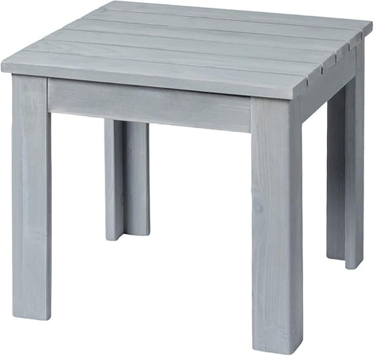 VINGLI Outdoor Adirondack Side Table, 18" Square Thick Wooden Coffee Table, Patio Side Table Conversation End Table for Patio Backyard, Garden, Poolside and Balcony (Grey)