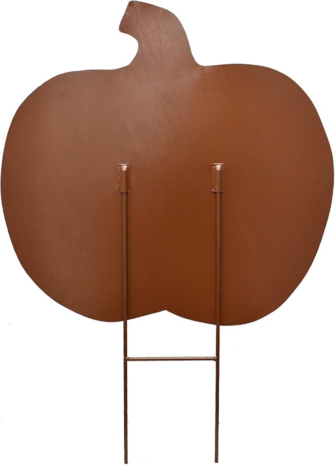 Morning View Pumpkin Garden Stakes Metal Yard Sign Fall Decor Outdoor Autumn Yard Stake Art Pumpkin Lawn Ornaments for Patio Porch Thanksgiving Halloween Harvest 30 Inches Tall(White)