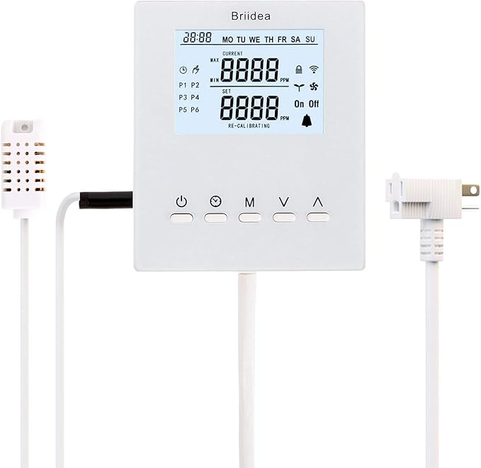 Briidea CO2 Controller and Monitor, Day and Night Programmable CO2 Controller with Remote Sensor for Greenhouses