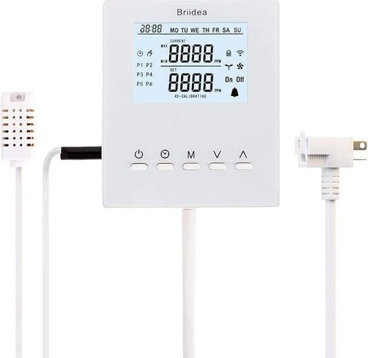 Briidea CO2 Controller and Monitor, Day and Night Programmable CO2 Controller with Remote Sensor for Greenhouses