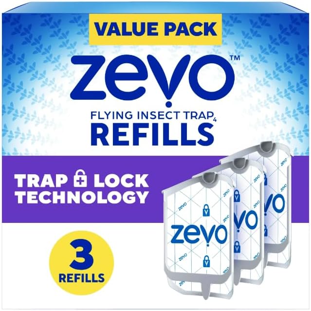 Zevo Insect Trap Refills – 3 Cartridges for Plug-in Bug Catcher – Indoor Fly, Fruit Fly & Gnat Control