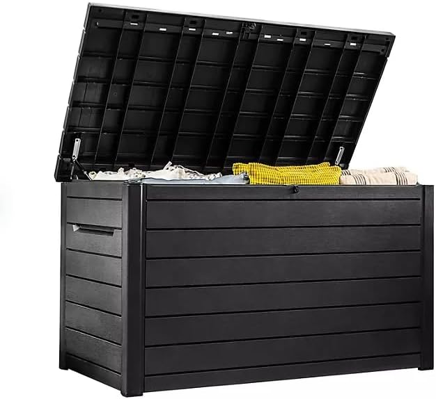 230-Gallon XXL Weather Resistant Resin Deck Storage Container Box, Outdoor Patio Garden Furniture (Graphite)
