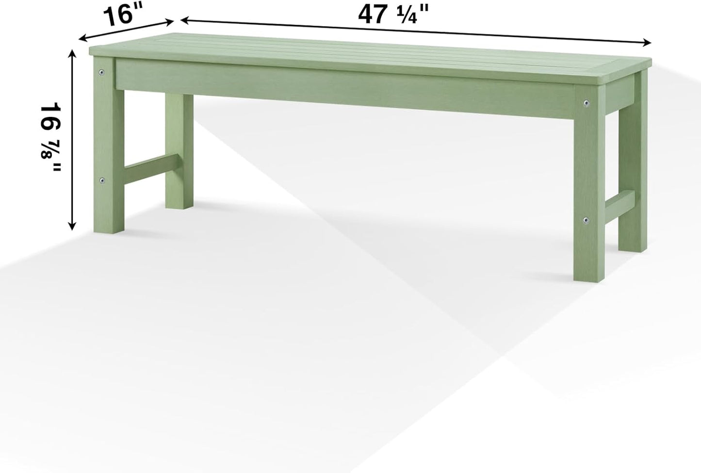 Psilvam Outdoor Bench, Two Person Poly Lumber Porch Bench, Weatherproof Garden Bench That Never Rot and Fade, All-Weather Patio Bench Suit for Garden, Porch, and Park (Green)