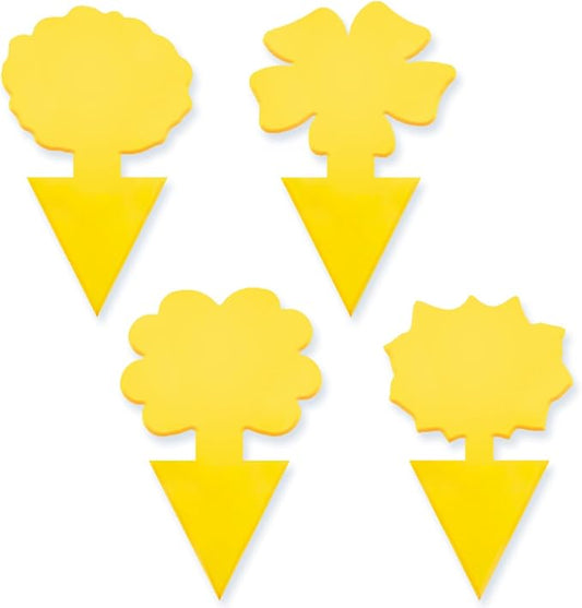 36 Pcs Flower Shape Sticky Traps for Fungus Gnat (Plants), Flying Insect, Whitefly and Fly, Yellow Sticky Insect Catcher Traps for Indoor/Outdoor, Kitchen & Plants, High-End Glue, Non-Toxic, 4 Shapes