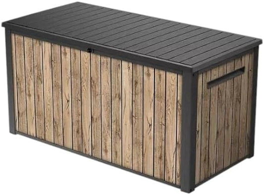 170-Gallon Outdoor Storage Deck Box, Weather-Resistant, (Ash Wood Brown)