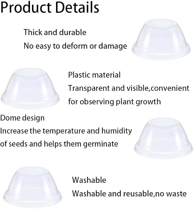 50 Pcs Grow Domes, 4.7 cm (1.85 inch) Outer Diameter, Replacement Humidity Domes for Plant Starters, Hydroponic Cups, Seed Starting Kits, Greenhouse, Growing Baskets, and Hydroponic Systems - Transpar
