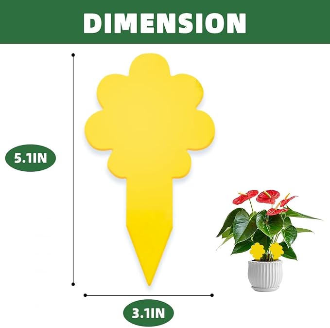 Flower-Shaped Yellow Sticky Traps, 36 Pack, Creative Sturdy Structure, No Touching Glue Or Bugs Design, Very Easy To Use, Gnat, Fruit Fly & Insect Killer, Kid & Pet Safe, For Plants, Gardens, Kitchens