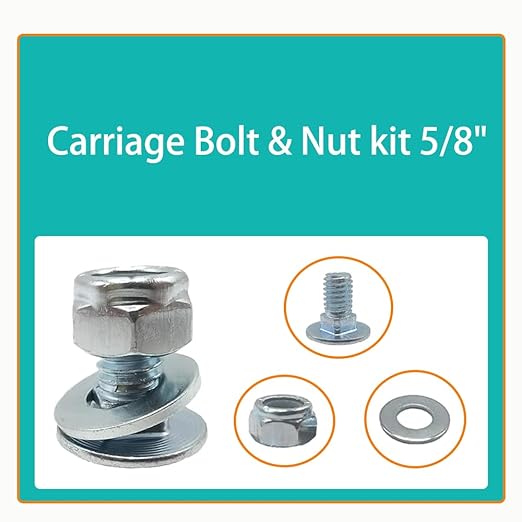 784-5581 Carriage Bolt & Nut kit 5/8" for MTD SnowBlowers Shave Plate Scraper Bar 784-5581A 790-00117-0637 790-00120-0637 784-5581A-0637 8/Set,Stainless Steel