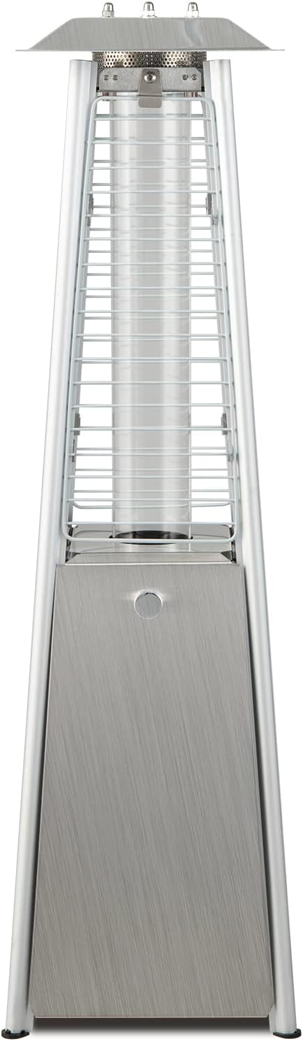 ARLIME Pyramid Patio Heater, Outdoor Propane Patio Heating Machine w/Protective Cover, Dump & Flame-out Protection, 10000 BTU Space Heater for Terrace, Patio, Backyard, Garden (Silver)