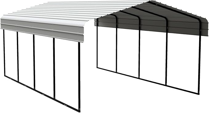 Carport 12 x 20 x 7 ft Charcoal Sturdy All-Steel Heavy Duty Canopy Shelter with Metal Frame for Parking a Car, SUV, Truck, Boat, Motorcycle, and Other Vehicles Outdoor in Your Driveway